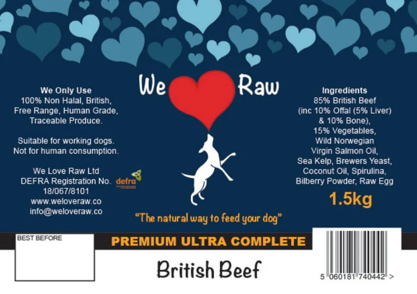 WE LOVE RAW Premium Ultra British Beef 750g