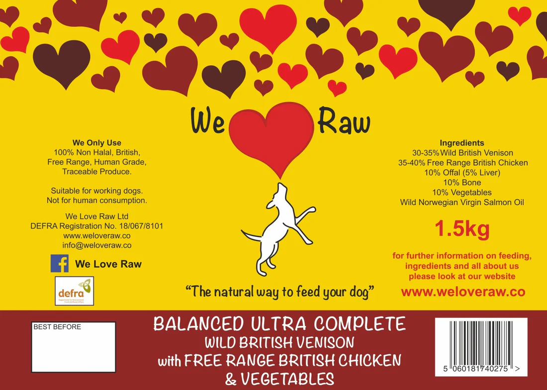 WE LOVE RAW: Wild British Venison with Free Range British Chicken & Vegetables 750g