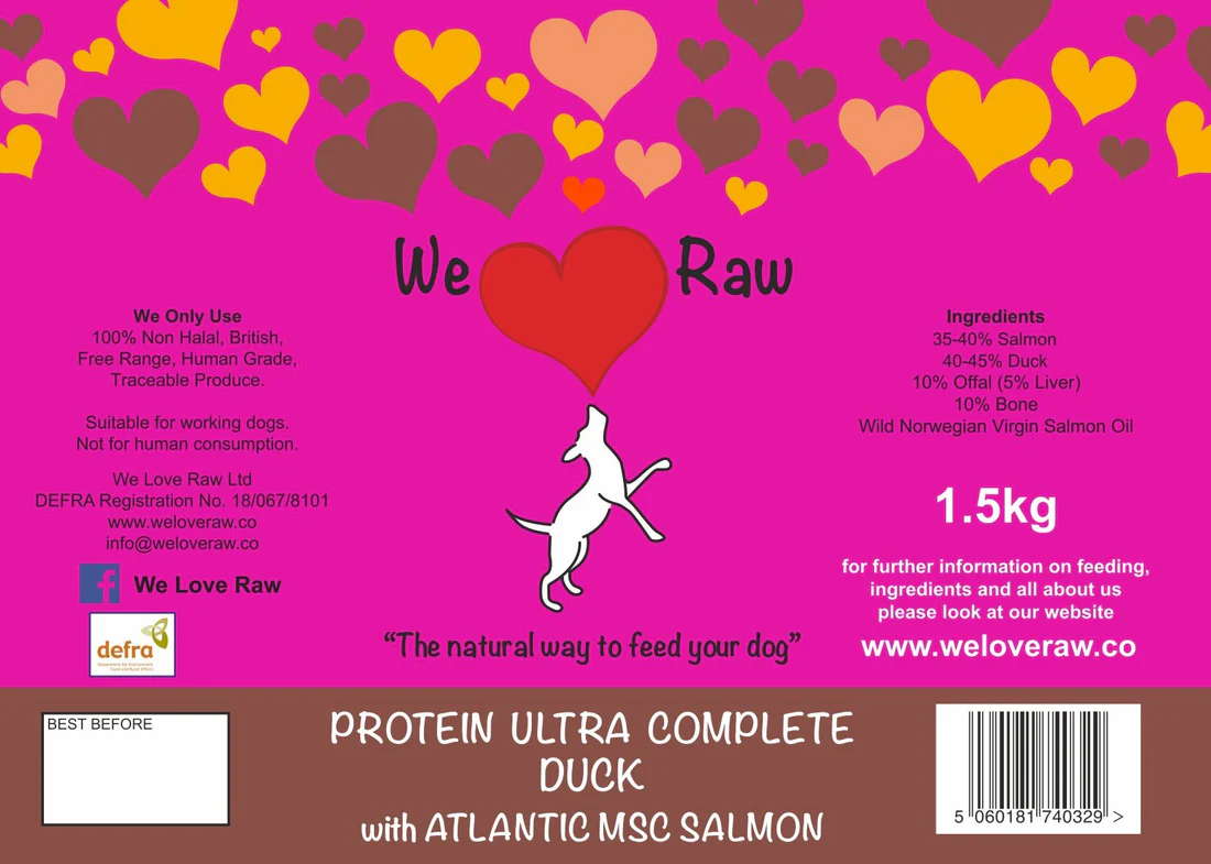 WE LOVE RAW Protein Ultra Duck with Atlantic MSC Salmon 1.5kg