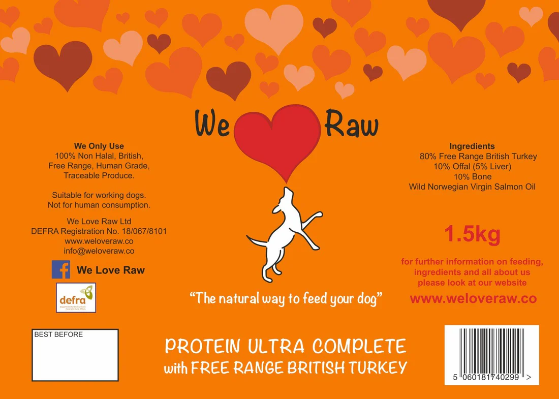 WE LOVE RAW Protein Ultra Free Range British Turkey 1.5kg